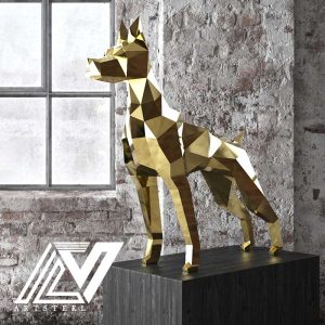 مجسمه سگ دوبرمن فلزی